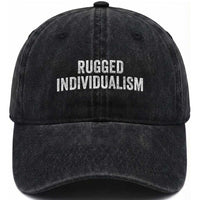 Rugged Individualism Washed Cotton Baseball Cap Funny Capitalism Saying