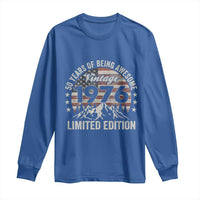 50th Birthday Vintage 1976 Limited Edition Long Sleeve Shirt 50 Years Of Being Awesome American Flag