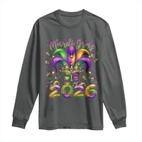 Mardi Gras 2026 Long Sleeve Shirt Funny Jester Hat Carnival Fleur De Lis