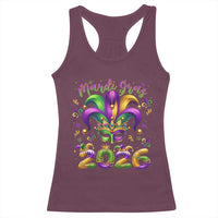 Mardi Gras 2026 Racerback Tank Top Funny Jester Hat Carnival Fleur De Lis