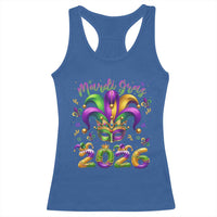 Mardi Gras 2026 Racerback Tank Top Funny Jester Hat Carnival Fleur De Lis