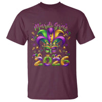 Mardi Gras 2026 T Shirt Funny Jester Hat Carnival Fleur De Lis