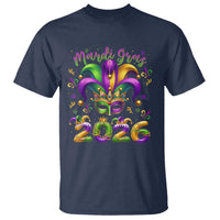 Mardi Gras 2026 T Shirt Funny Jester Hat Carnival Fleur De Lis