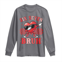 Funny Six Seven Bruh Valentines Day Long Sleeve Shirt Six Seven Dabbing Heart