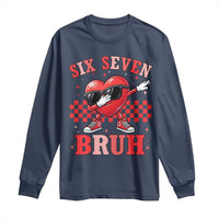 Funny Six Seven Bruh Valentines Day Long Sleeve Shirt Six Seven Dabbing Heart