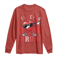 Funny Six Seven Bruh Valentines Day Long Sleeve Shirt Six Seven Dabbing Heart