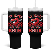 Funny Six Seven Bruh Valentines Day Tumbler With Handle Six Seven Dabbing Heart