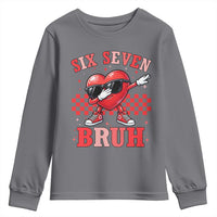 Funny Six Seven Bruh Valentines Day Youth Sweatshirt Six Seven Dabbing Heart