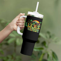 Funny St Patrick's Day Lucky Charm Tumbler With Handle Rainbow Gold Pot Clover