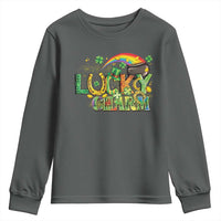Funny St Patrick's Day Lucky Charm Youth Sweatshirt Rainbow Gold Pot Clover