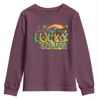 Funny St Patrick's Day Lucky Charm Youth Sweatshirt Rainbow Gold Pot Clover