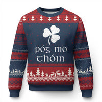 Funny Irish Pog Mo Thoin Ugly Christmas Sweater St Patrick's Day Gaelic Saying Shamrock - Wonder Print Shop
