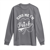 Funny Kiss Me I'm Irish St Patricks Day Long Sleeve Shirt Vintage Shamrock