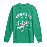 Funny Kiss Me I'm Irish St Patricks Day Long Sleeve Shirt Vintage Shamrock