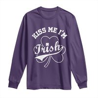 Funny Kiss Me I'm Irish St Patricks Day Long Sleeve Shirt Vintage Shamrock