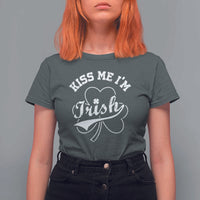 Funny Kiss Me I'm Irish St Patricks Day T Shirt For Women Vintage Shamrock