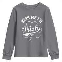 Funny Kiss Me I'm Irish St Patricks Day Youth Sweatshirt Vintage Shamrock