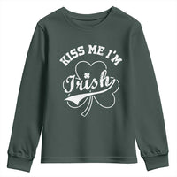 Funny Kiss Me I'm Irish St Patricks Day Youth Sweatshirt Vintage Shamrock