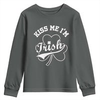 Funny Kiss Me I'm Irish St Patricks Day Youth Sweatshirt Vintage Shamrock