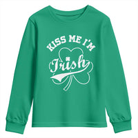 Funny Kiss Me I'm Irish St Patricks Day Youth Sweatshirt Vintage Shamrock