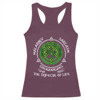 Funny St Patricks Day Irish Pride Racerback Tank Top Malarkey Sarcasm Shenanigans The Trifecta Of Life