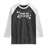 Funny Kiss Me I'm Irish St Patricks Day Raglan Shirt