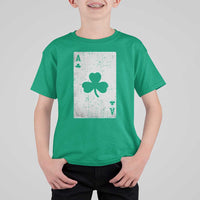 Funny St Patrick's Day Shamrock Clubs Poker Card T Shirt For Kid