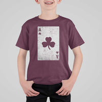 Funny St Patrick's Day Shamrock Clubs Poker Card T Shirt For Kid