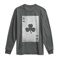 Funny St Patrick's Day Shamrock Clubs Poker Card Long Sleeve Shirt