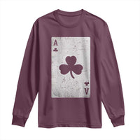 Funny St Patrick's Day Shamrock Clubs Poker Card Long Sleeve Shirt
