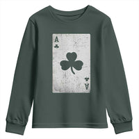 Funny St Patrick's Day Shamrock Clubs Poker Card Youth Sweatshirt