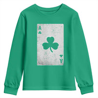 Funny St Patrick's Day Shamrock Clubs Poker Card Youth Sweatshirt