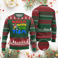 Funny Rizz Em With The Tism Ugly Christmas Sweater Autism Awareness Dabbing Puzzle