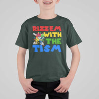 Funny Rizz Em With The Tism T Shirt For Kid Autism Awareness Dabbing Puzzle