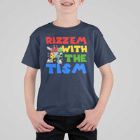 Funny Rizz Em With The Tism T Shirt For Kid Autism Awareness Dabbing Puzzle