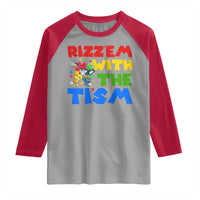 Funny Rizz Em With The Tism Raglan Shirt Autism Awareness Dabbing Puzzle