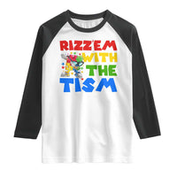 Funny Rizz Em With The Tism Raglan Shirt Autism Awareness Dabbing Puzzle