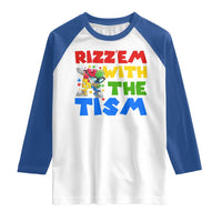 Funny Rizz Em With The Tism Raglan Shirt Autism Awareness Dabbing Puzzle