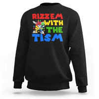 Funny Rizz Em With The Tism Sweatshirt Autism Awareness Dabbing Puzzle