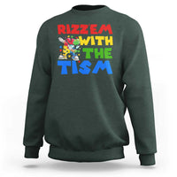 Funny Rizz Em With The Tism Sweatshirt Autism Awareness Dabbing Puzzle