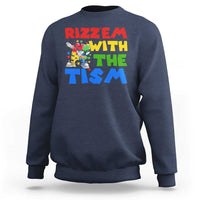 Funny Rizz Em With The Tism Sweatshirt Autism Awareness Dabbing Puzzle
