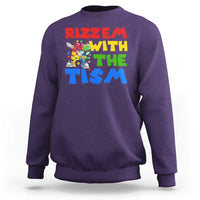 Funny Rizz Em With The Tism Sweatshirt Autism Awareness Dabbing Puzzle