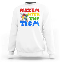 Funny Rizz Em With The Tism Sweatshirt Autism Awareness Dabbing Puzzle