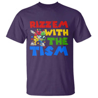 Funny Rizz Em With The Tism T Shirt Autism Awareness Dabbing Puzzle