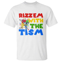 Funny Rizz Em With The Tism T Shirt Autism Awareness Dabbing Puzzle