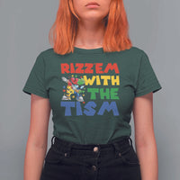 Funny Rizz Em With The Tism T Shirt For Women Autism Awareness Dabbing Puzzle