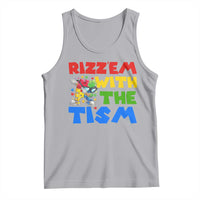 Funny Rizz Em With The Tism Tank Top Autism Awareness Dabbing Puzzle