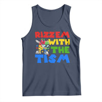 Funny Rizz Em With The Tism Tank Top Autism Awareness Dabbing Puzzle