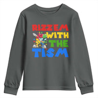 Funny Rizz Em With The Tism Youth Sweatshirt Autism Awareness Dabbing Puzzle