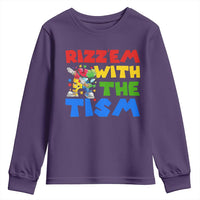 Funny Rizz Em With The Tism Youth Sweatshirt Autism Awareness Dabbing Puzzle